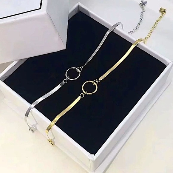 Gold Plated Minimalist Bracelet, Irregular, Geometric, Dainty, Trendy, - Picture 4 of 4